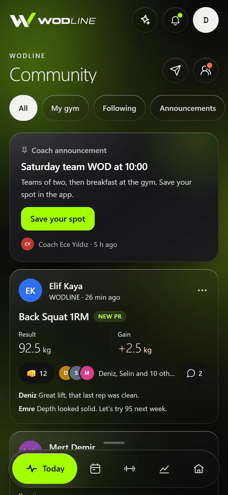 Member app, community