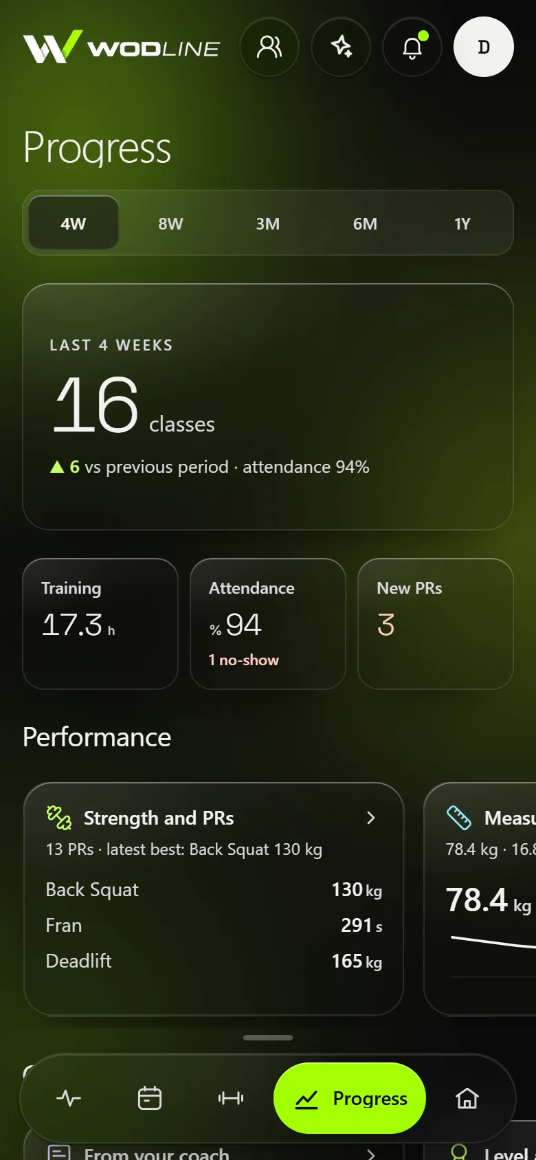 Member app, progress