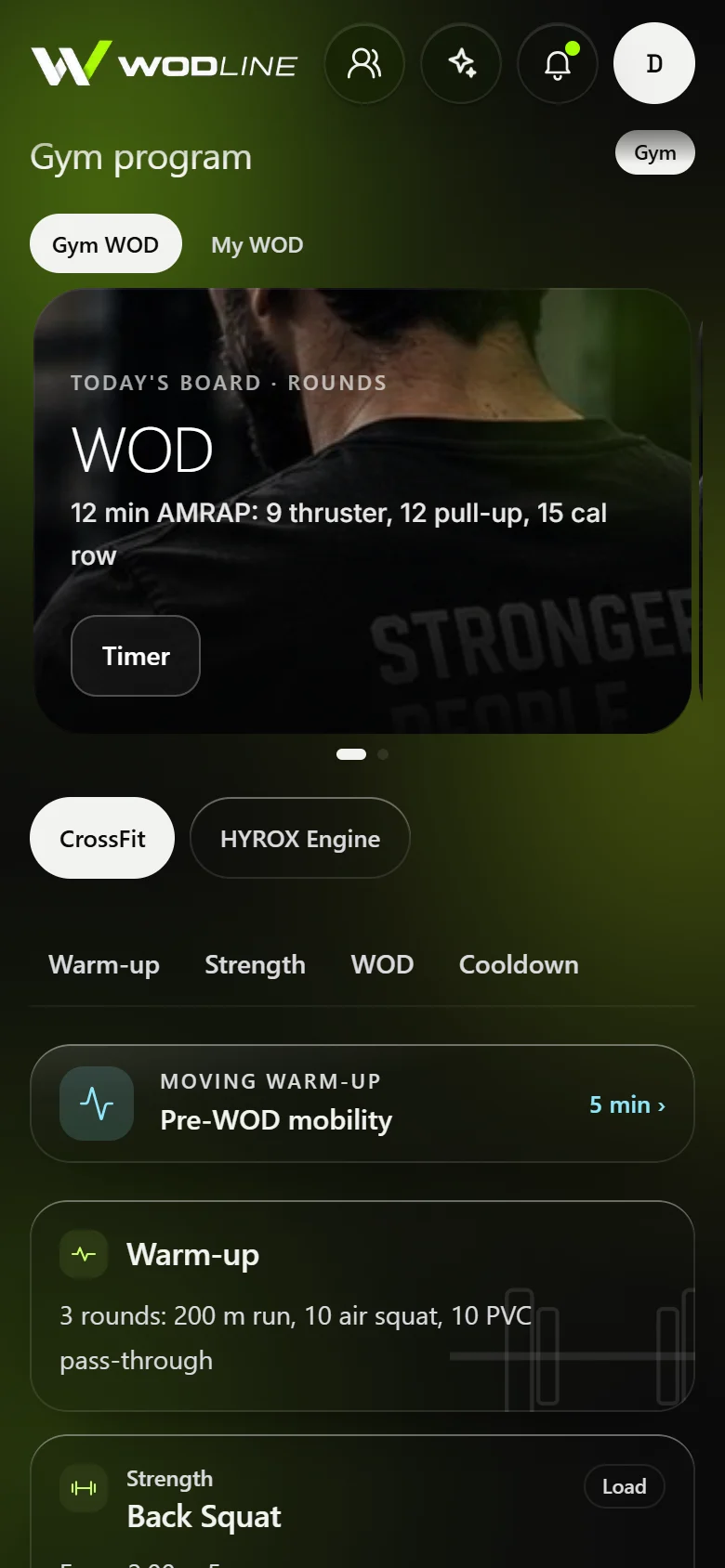Member app, training