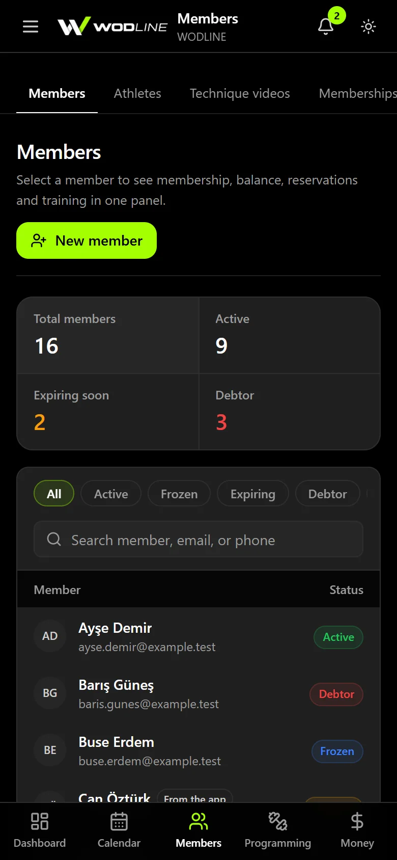 Owner console, members