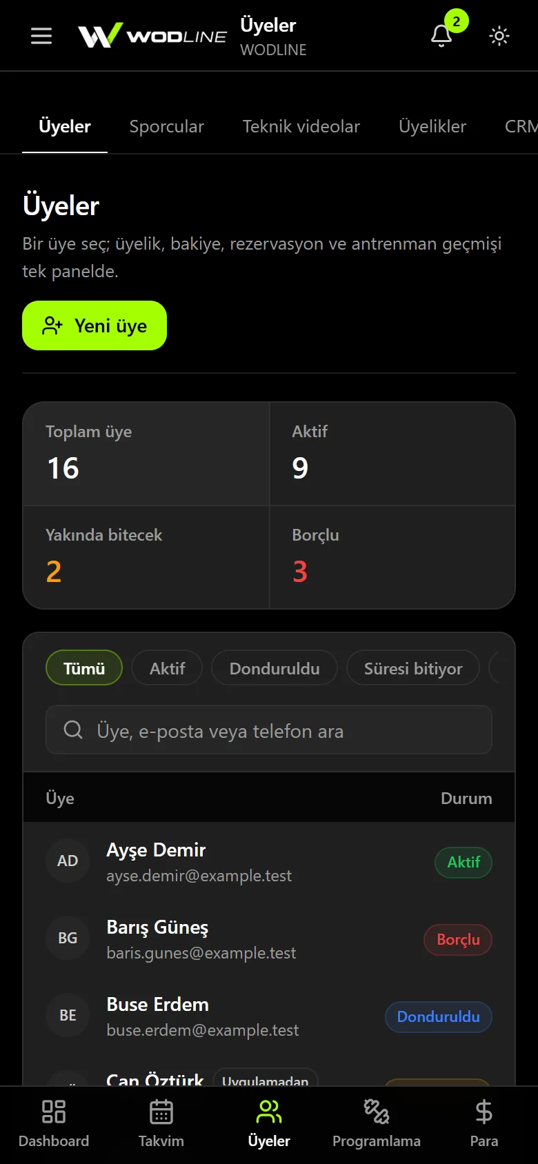 Owner konsolu, üyeler